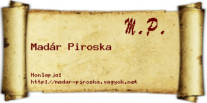 Madár Piroska névjegykártya